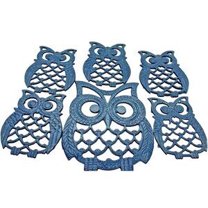 Mama & Babies Kitchy Owl Trivet Lot Taiwan Footed Hot Plate Retro & Vintage 1970